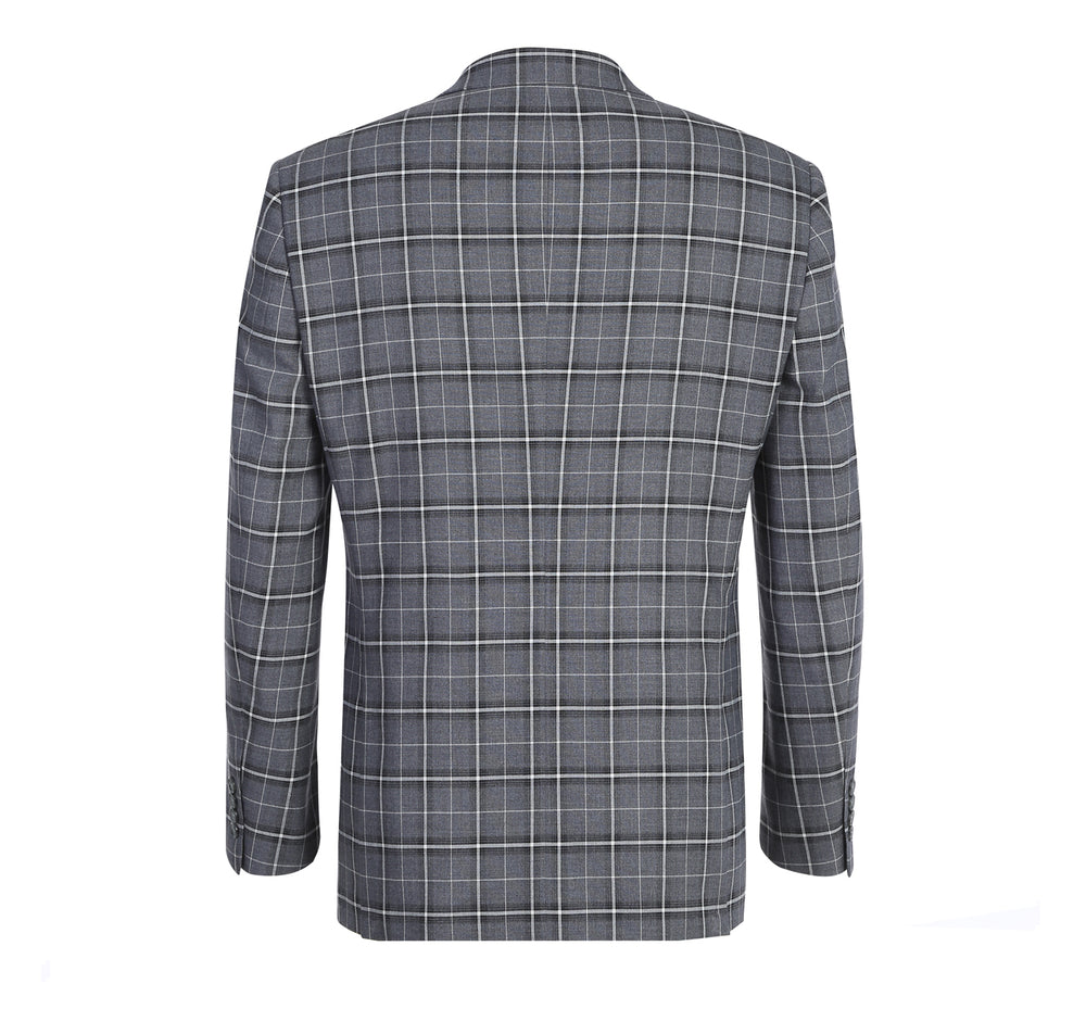 293-14 Men's Classic Fit Single Breasted Grey & White Check Suits