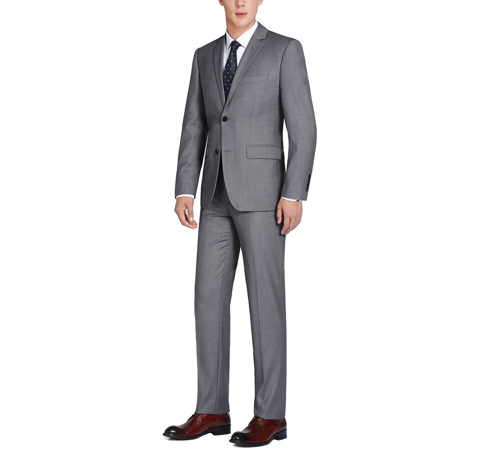 508-3 Men's Dark Grey 2-Piece Notch Lapel Wool Suit