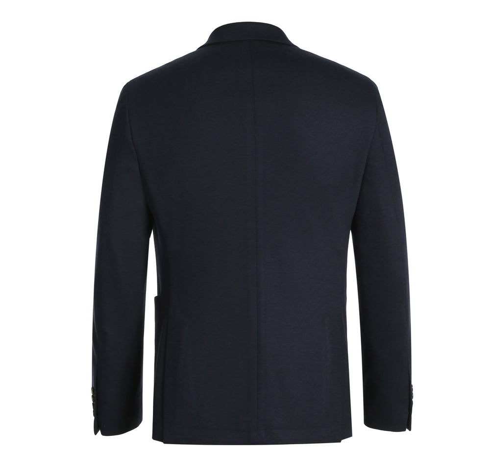 PF21-3 Men's Slim Fit Half-Canvas Solid Navy Black Suit Jacket