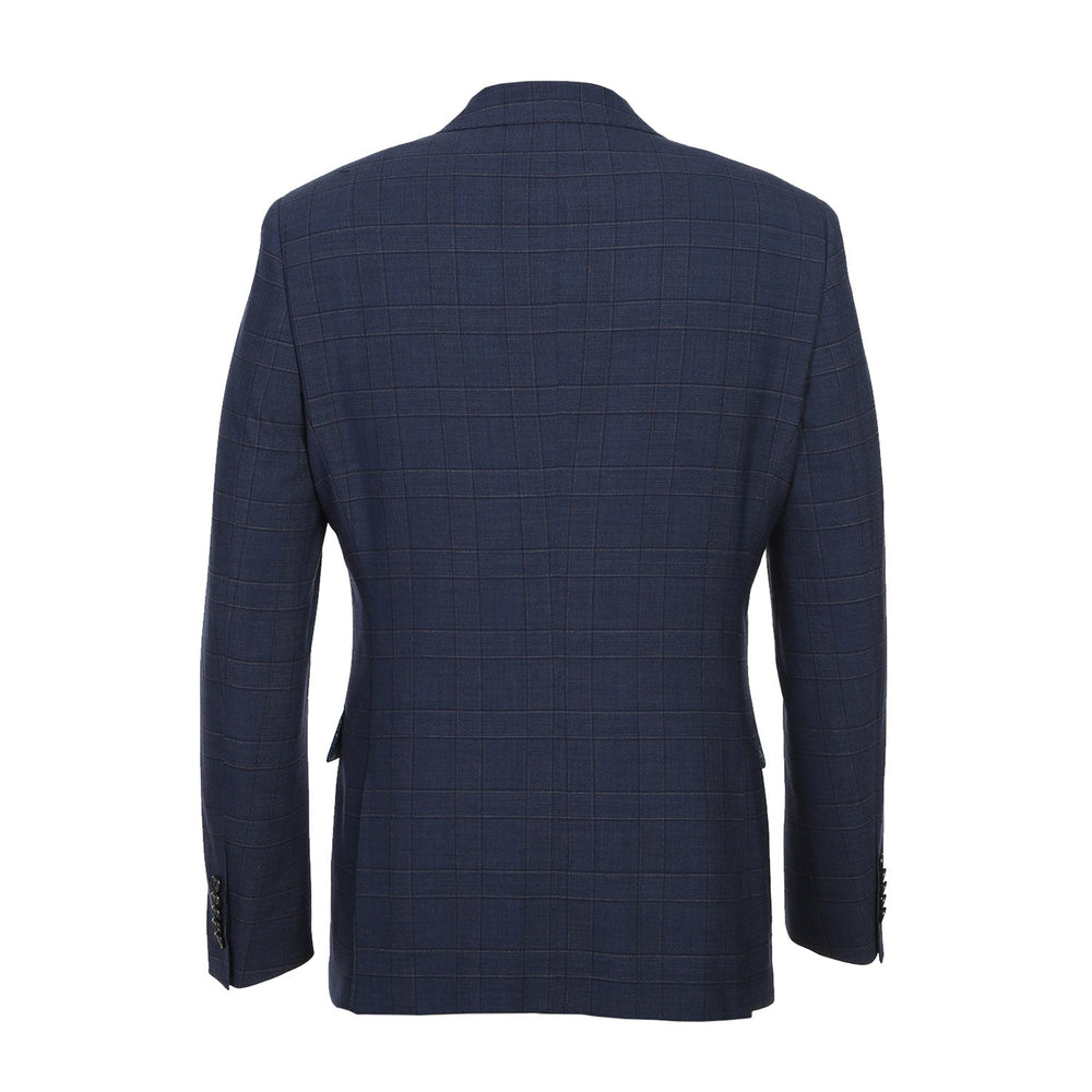 EL72-58-410 Prussian Blue Window Pane Check Wool Suit