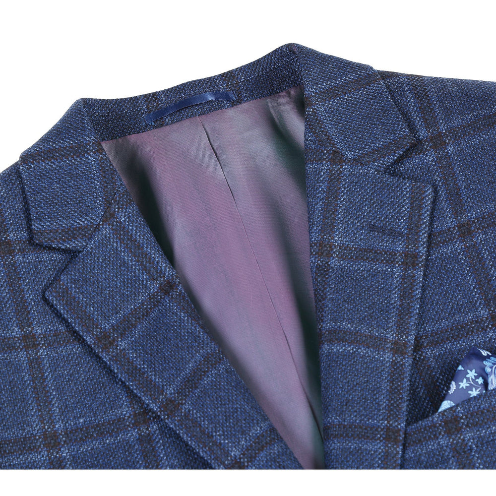 563-13 Men's Classic Fit Wool Checked Blazer