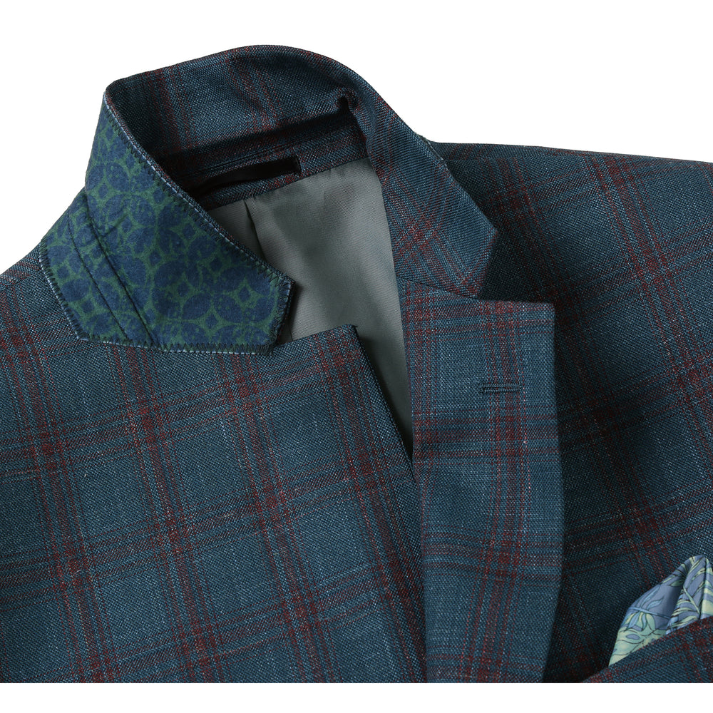 563-5 Men's Classic Fit Wool Blend Checked Blazer
