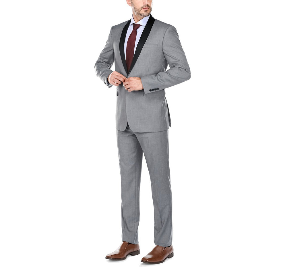202-2 Men's Slim Fit 2-Piece Shawl Lapel Tuxedo Suit