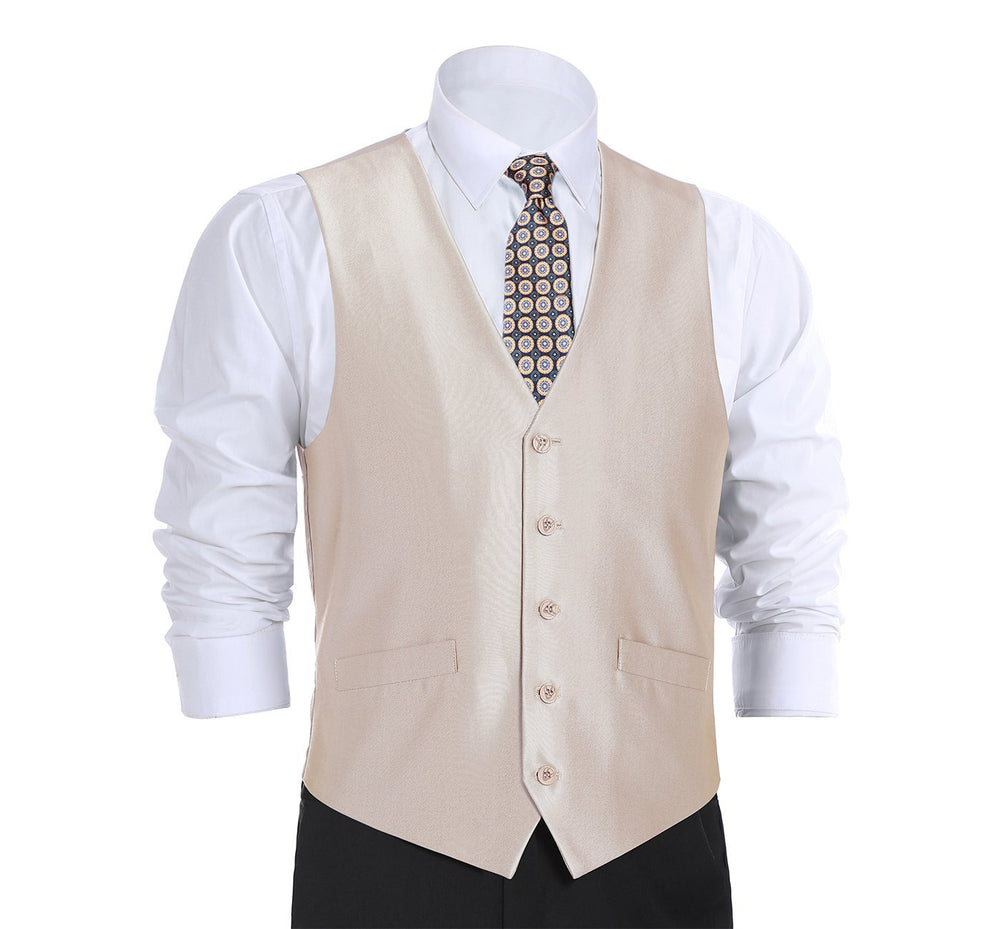 207-3 Men's Formal Regular Fit Suit Vest Sharkskin Waistcoat