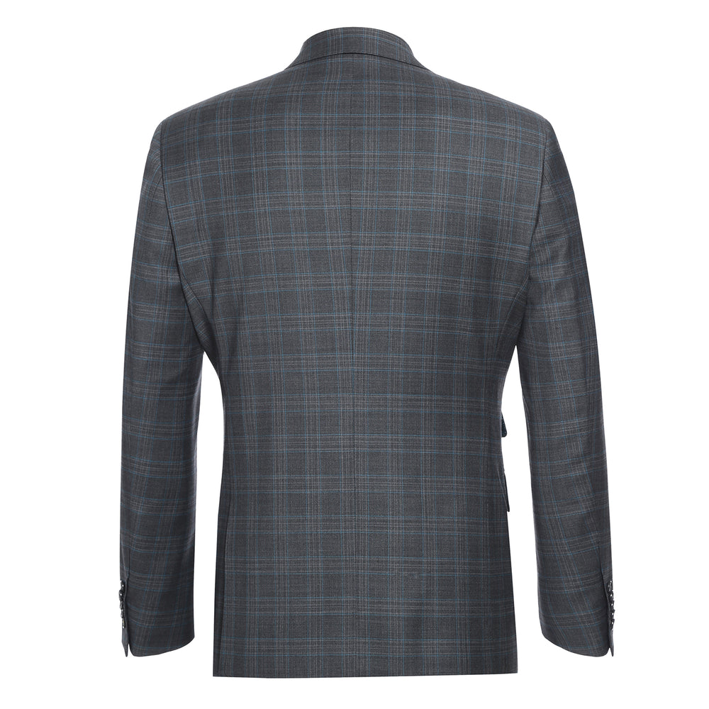 EL62-68-095 Wool Gray Checked Peak Suit