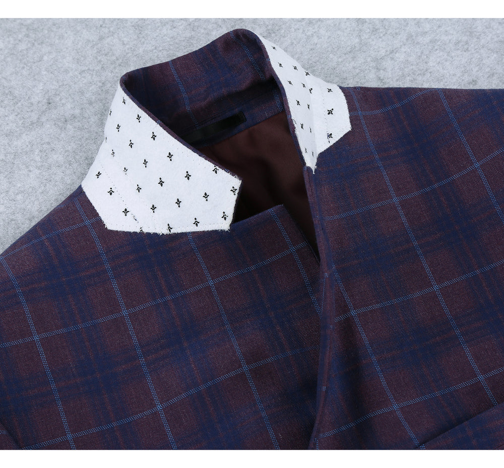 294-3 Men's 2 Buttons Slim Fit Blazer Premium Plaid Sport Coat