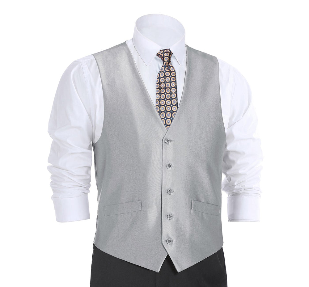 207-2 Men's Formal Regular Fit Suit Vest Sharkskin Waistcoat