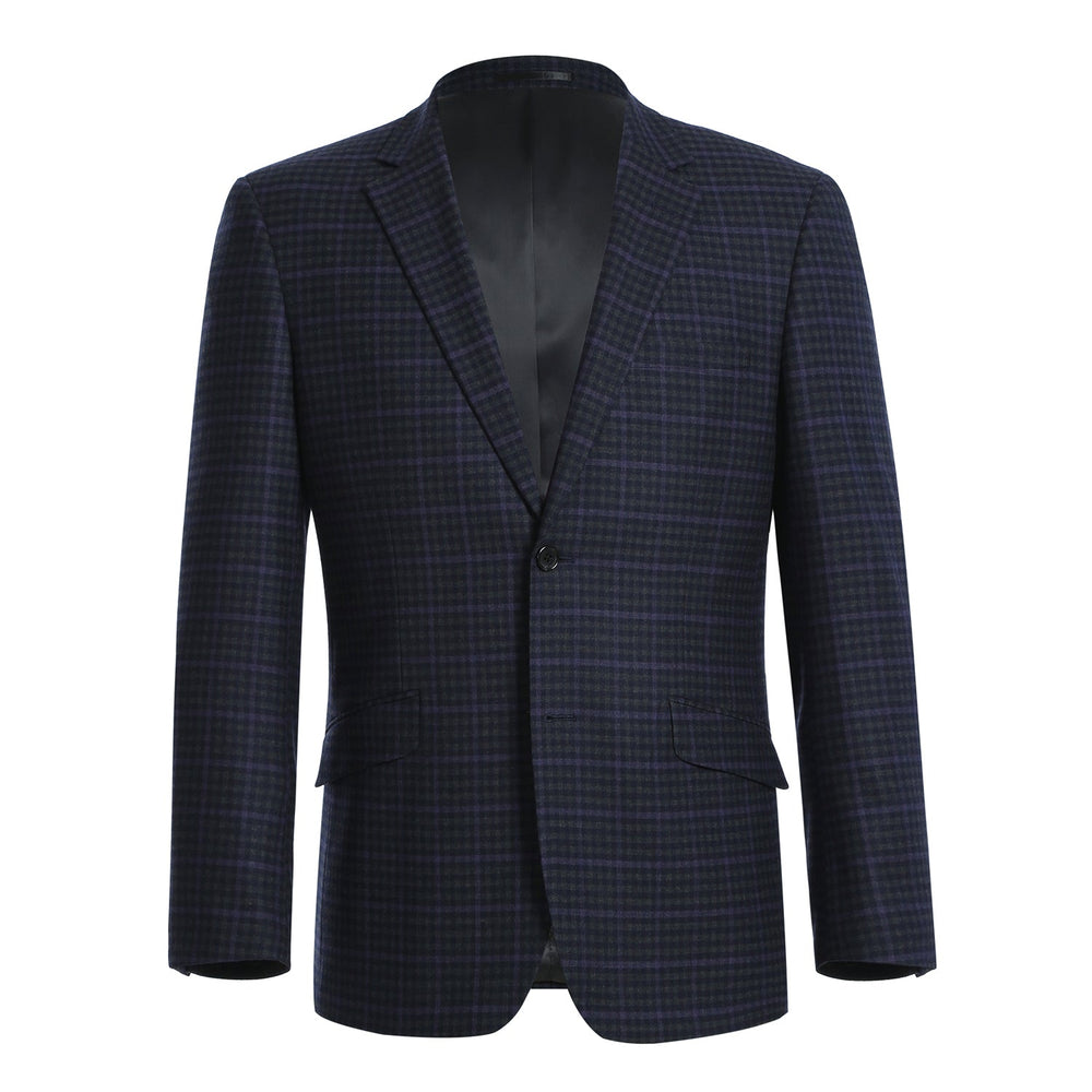 562-6 Men's Slim Fit Wool Stretch Checked Suits