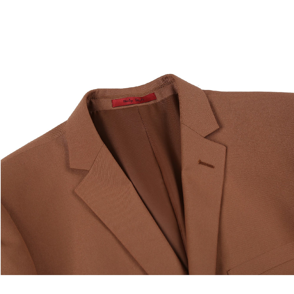 201-106 Men's Brown 2-Piece Single Breasted Notch Lapel Slim Suit