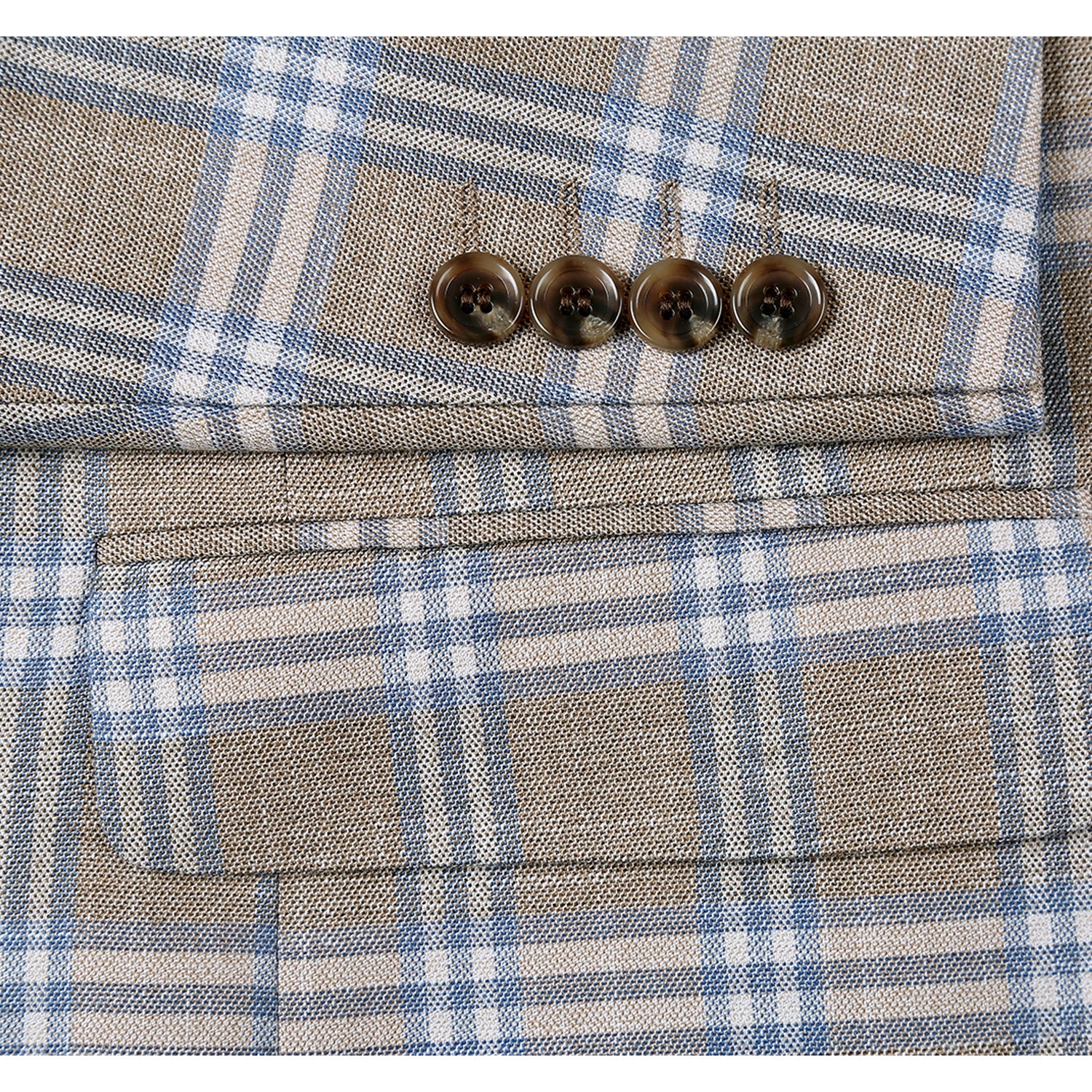 294-11 Men's Notch Lapels Light Gray Check Blazer