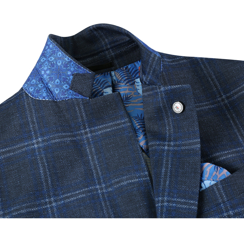 PS21-6 Men's Blazer Slim Fit Half Canvas Blue Sport Coat