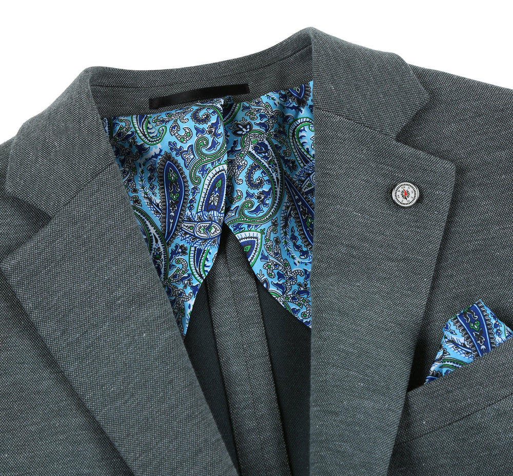 PF21-4 Men's Slim Fit Half-Canvas Solid Gray Suit Jacket