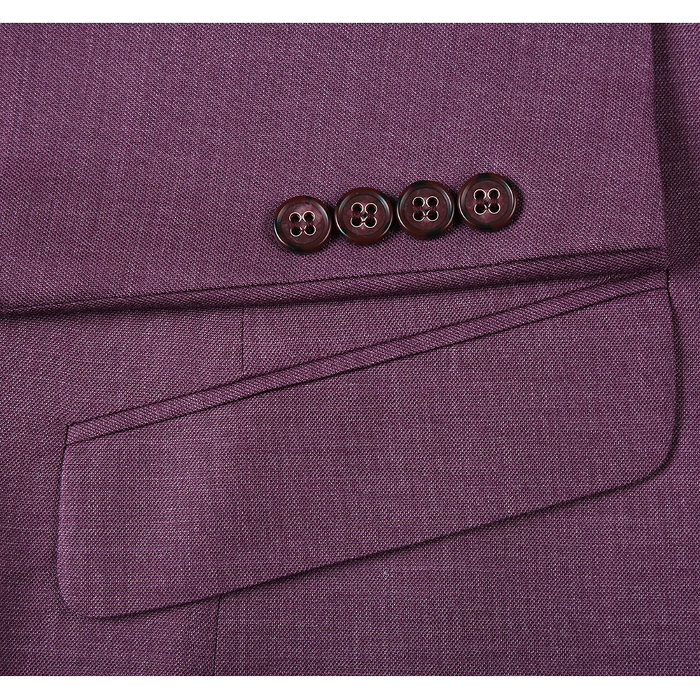 293-16 Men's Slim Fit Notch Lapels Berry Solid Suits