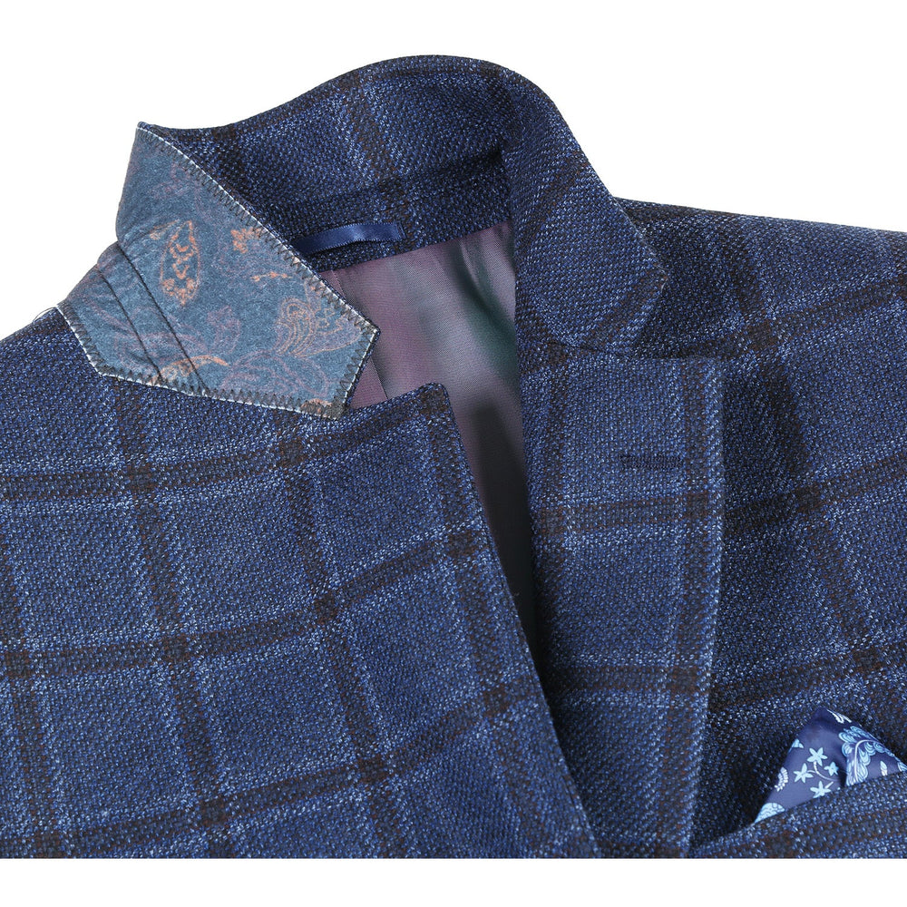 563-13 Men's Classic Fit Wool Checked Blazer
