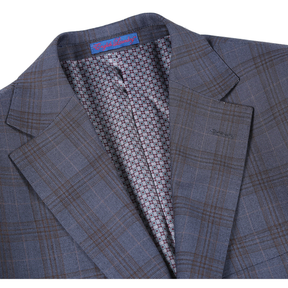 72-55-555EL Gray with Tan Check Notch Suit