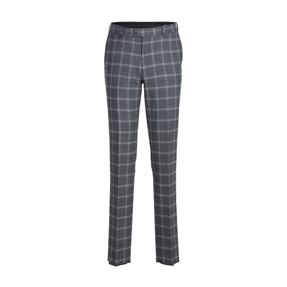 EL72-60-092 Gray Plaid Notch Wool Suit