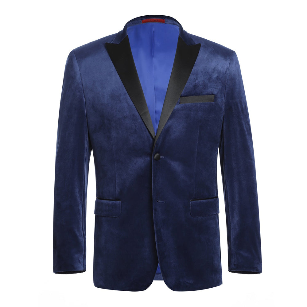 290-7 Men's Slim Fit Stretch Blue Tuxedo Blazer