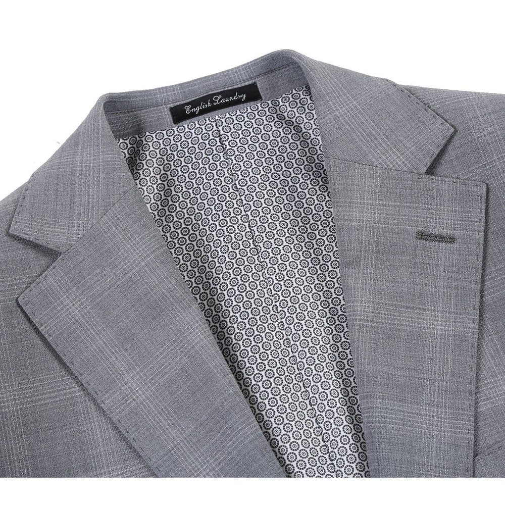 EL72-62-092 Light Gray Window Pane Check Wool Suit