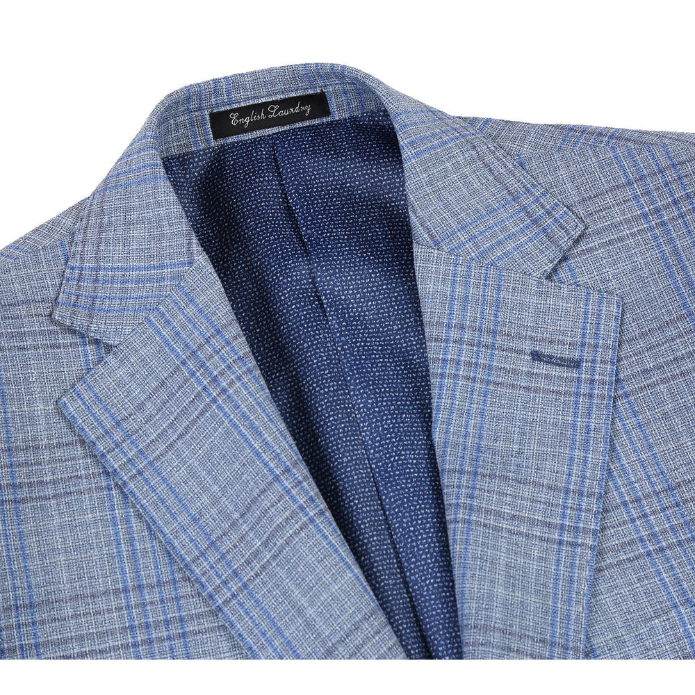 EL72-68-401 Light Gray with Blue Check Wool Suit