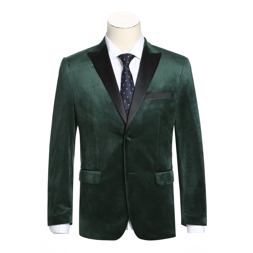 290-9 Men's Slim Fit Stretch Green Tuxedo Blazer