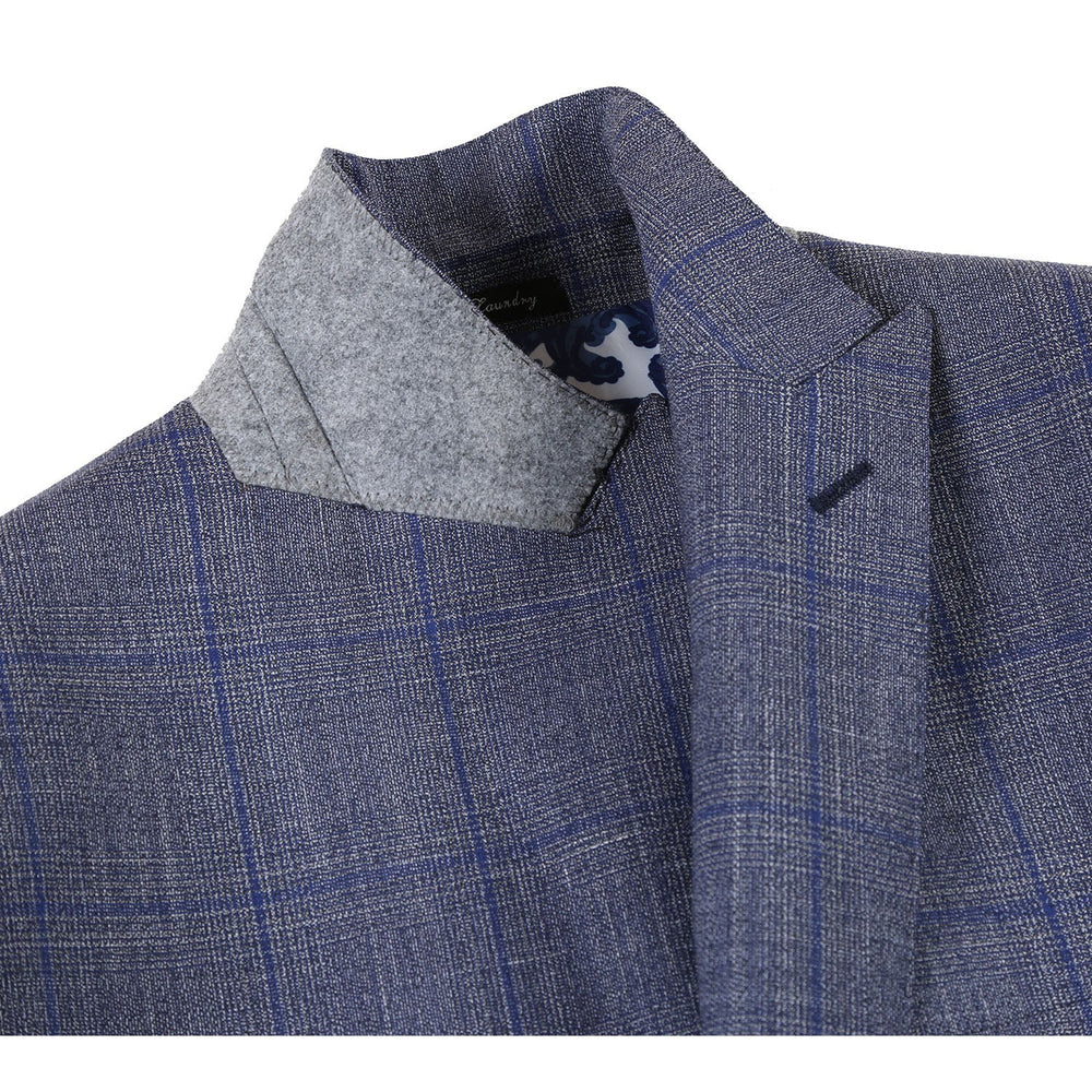 English Laundry EL72-52-400 Gray with Blue Windowpane Wool Suit