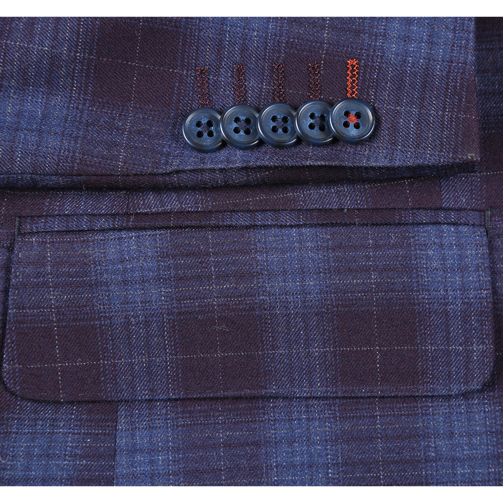 English Laundry62-67-750 Blue with Black Check Wool Suit
