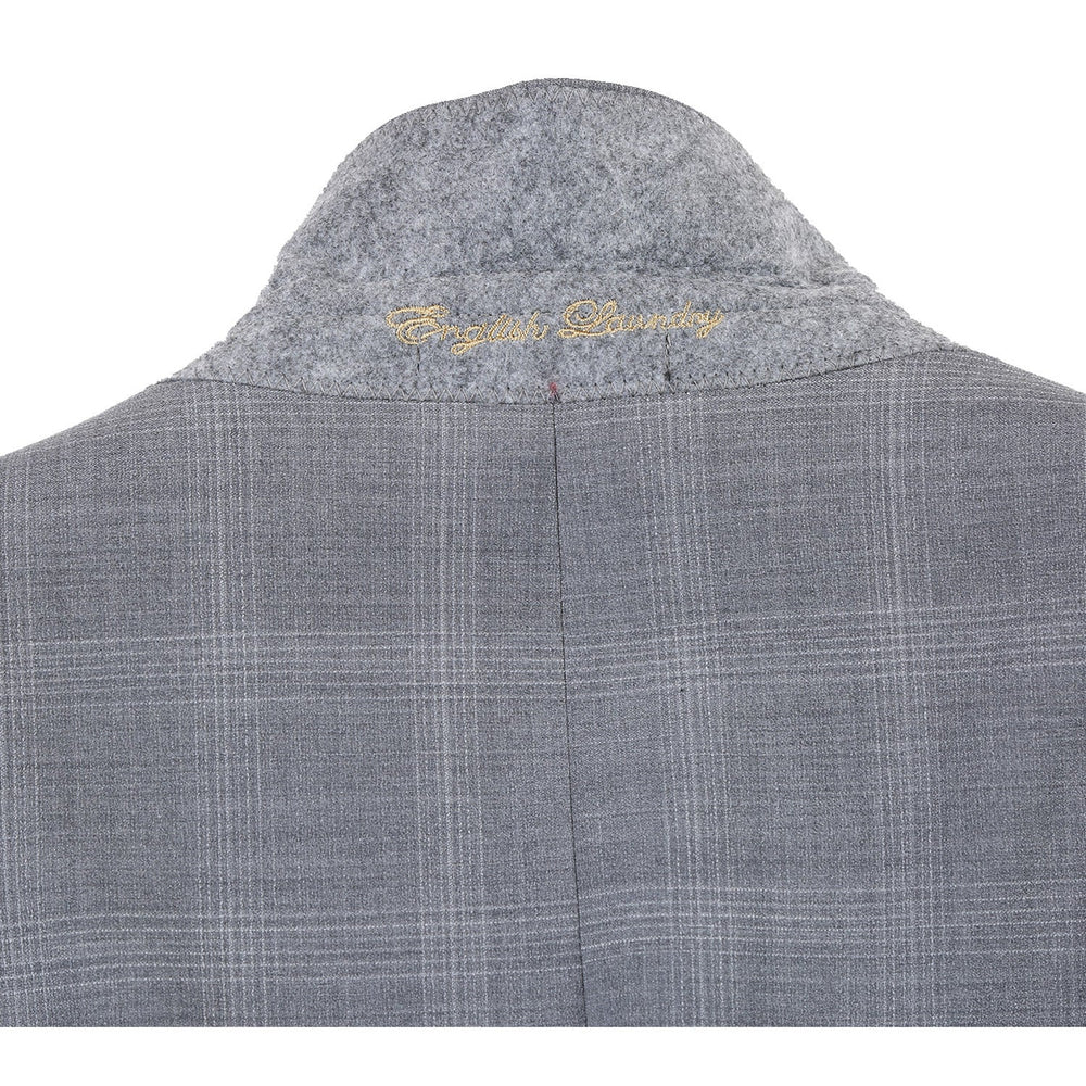 English Laundry EL72-62-092 Light Gray Window Pane Check Wool Suit