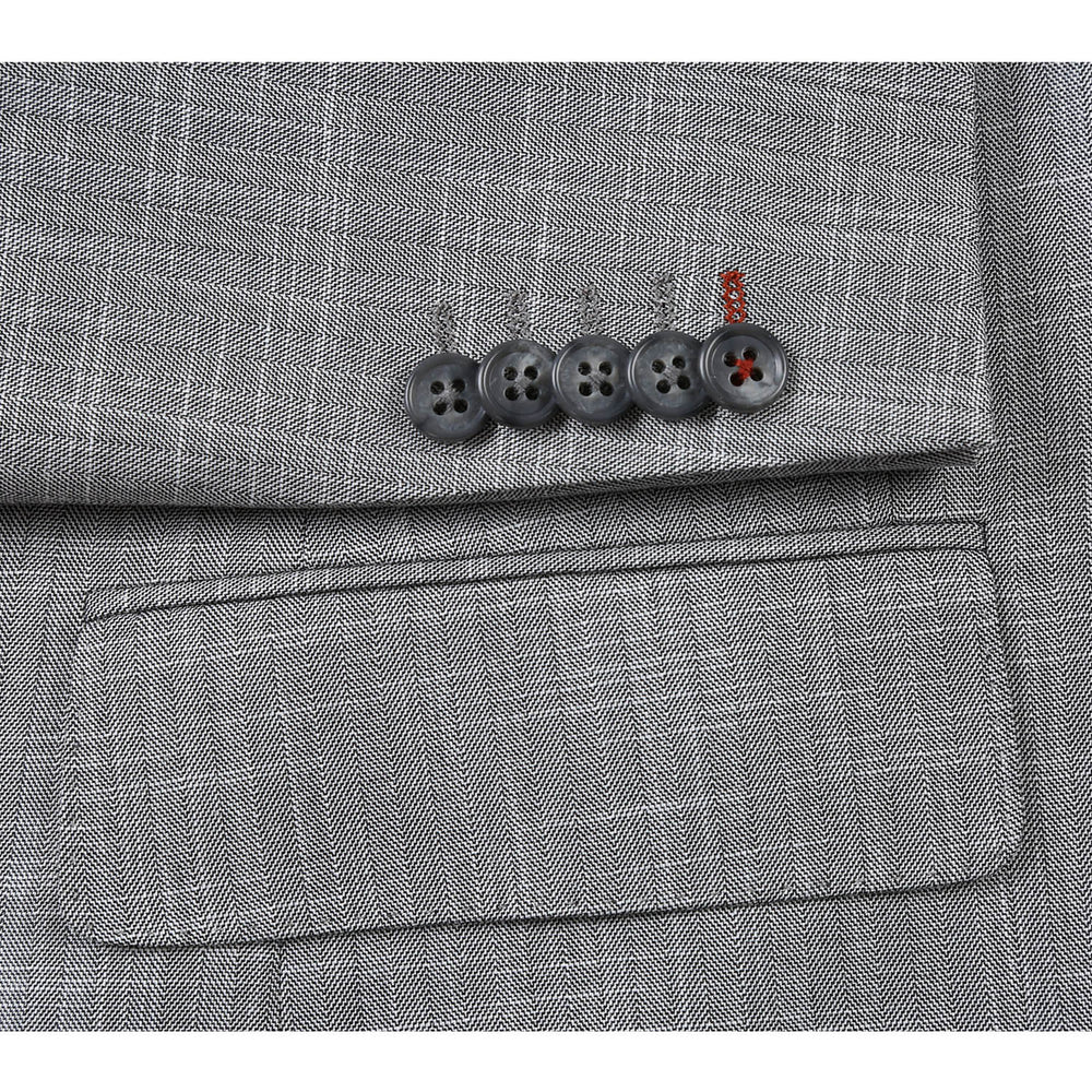 82-14-092EL Solid Smoke Gray Herringbone Suit