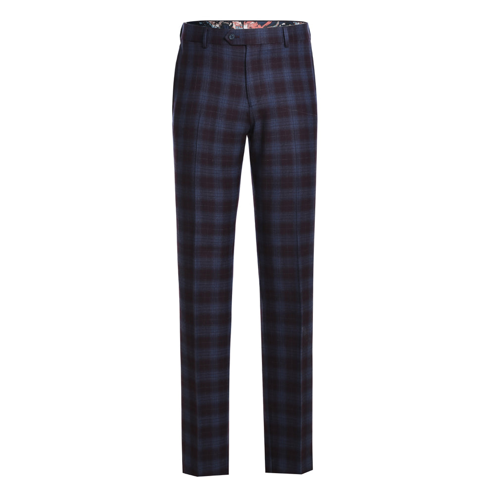 English Laundry62-67-750 Blue with Black Check Wool Suit