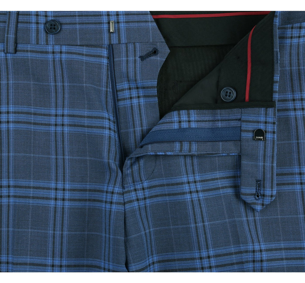 293-4 Men's 2-Piece Slim Fit Notch Lapel Stretch Windowpane Suit