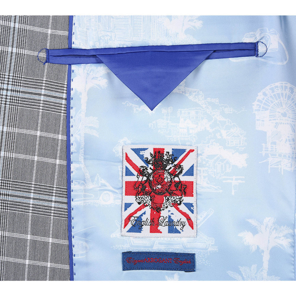 English Laundry 82-60-092EL White Smoke Plaid Suit