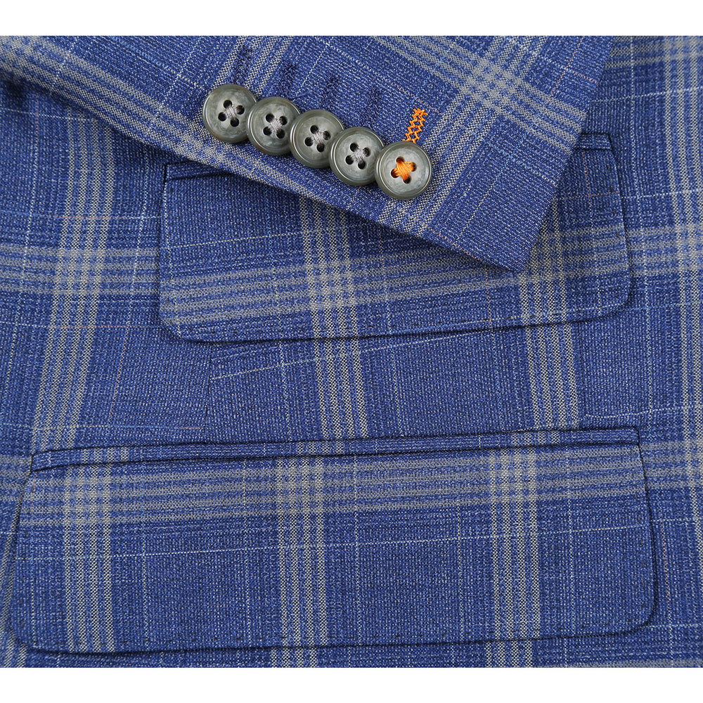 82-60-400EL Blue with Marigold Check Suit