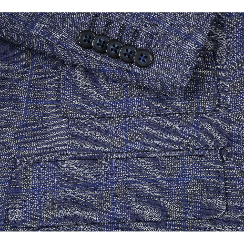 EL72-52-400 Gray with Blue Windowpane Wool Suit