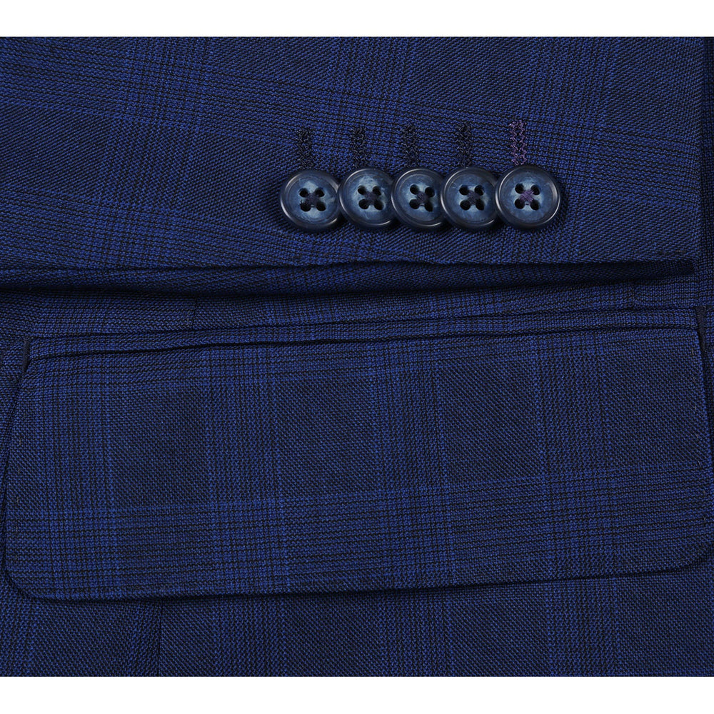 EL72-55-412 Midnight Blue Check Wool Suit