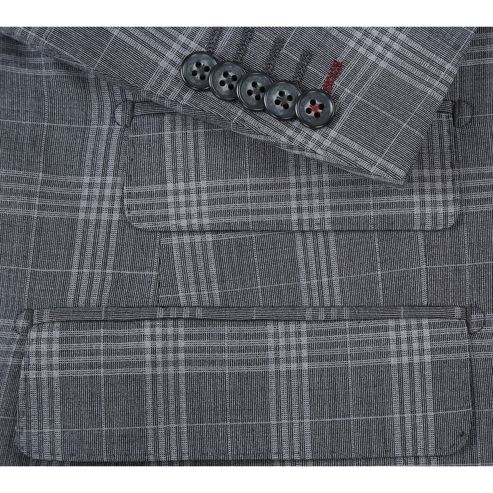 EL72-58-093 Gray Check Peak Wool Suit