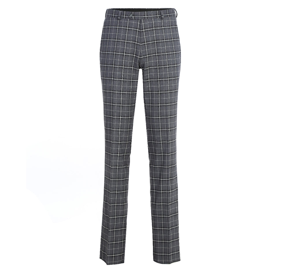 293-14 Men's Classic Fit Single Breasted Grey & White Check Suits