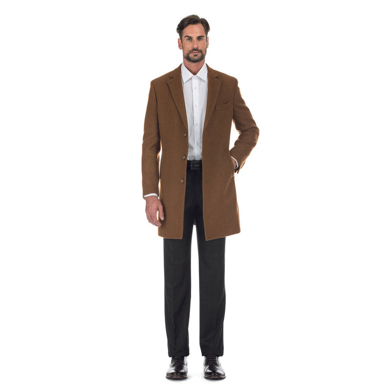 English Laundry53-01-600 Wool Blend Breasted Camel Top Coat