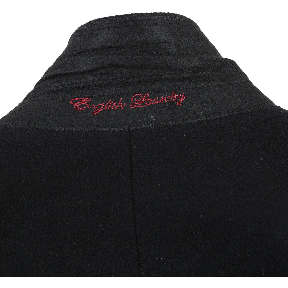 English Laundry53-01-001 Wool Blend Breasted Black Top Coat