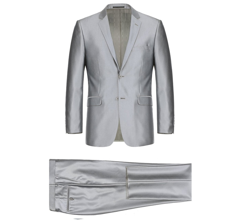 207-2 Men's Sharkskin Italian Styled Two Piece Suit
